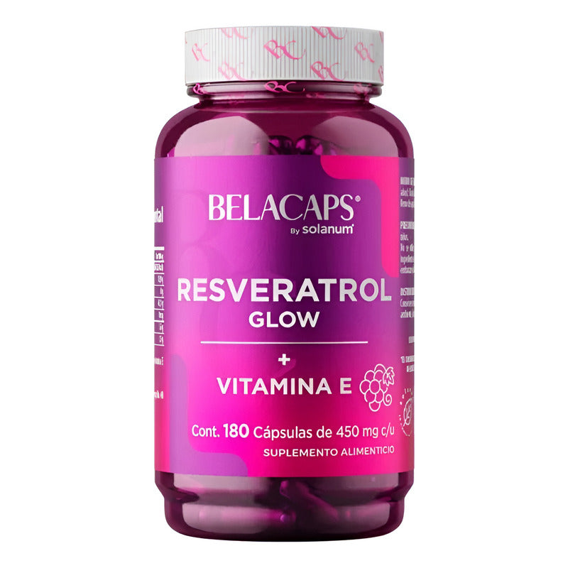 Suplemento Belacaps Solanum Resveratrol Glow 180 Cáps 450mg - Sin Sabor