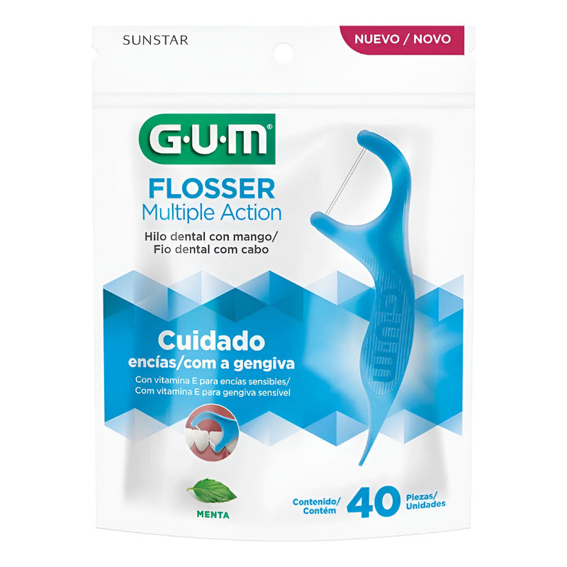 Gum Flosser Hilo Dental Con Mango Para Encías Sensibles 40pz