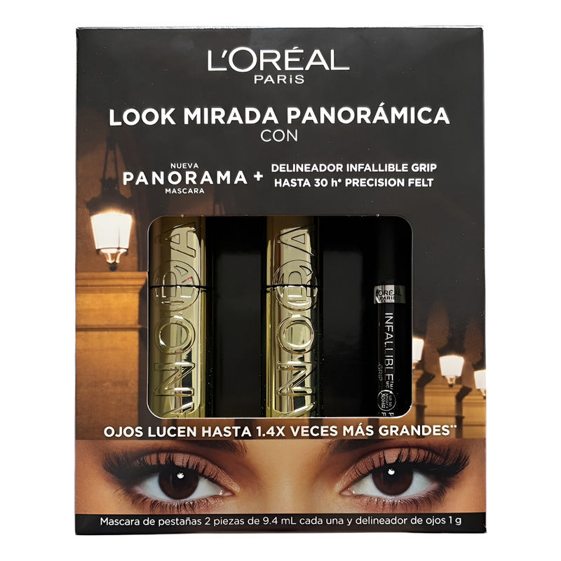 Loreal Look Mirada Panorámica Mascara+ Delineador Negro
