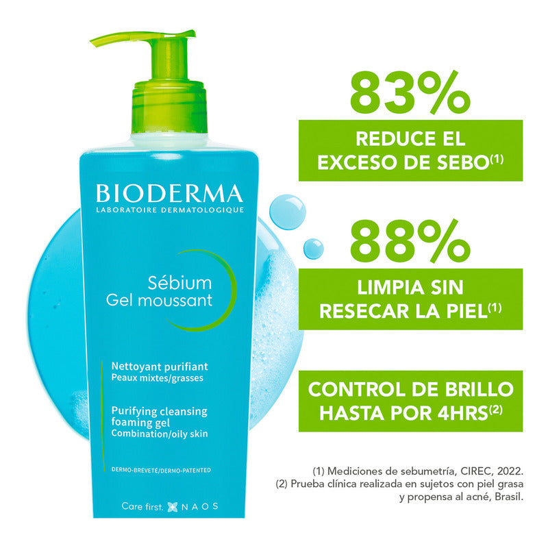 Bioderma Sébium Gel Moussant 500 Ml | Limpieza Y Purificación Para Piel Mixta