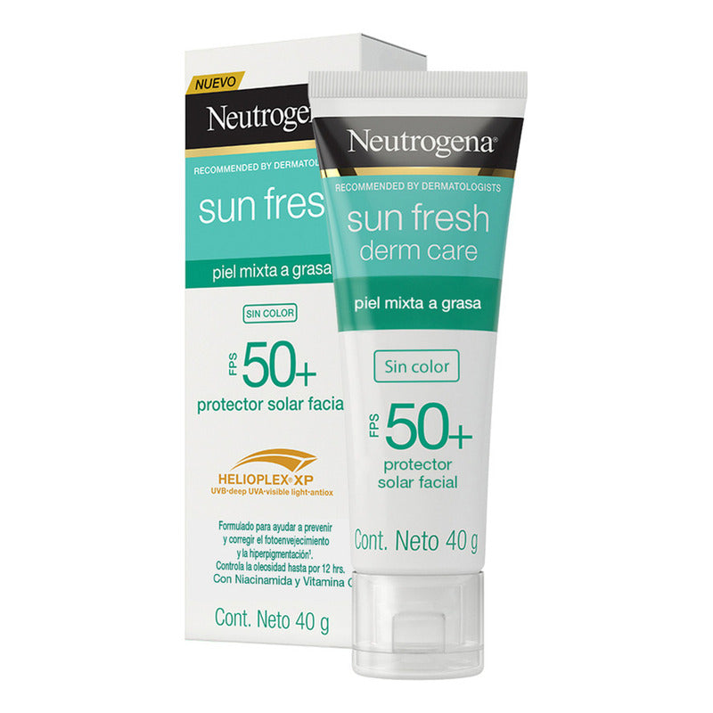 Protector Solar Facial Sin Color Neutrogena Sun Fresh Derm Care Niacinamida Fps50+ 40 G