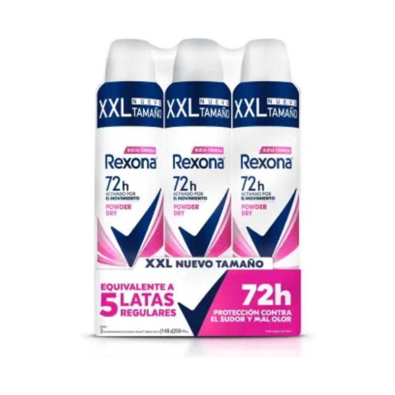 Antitranspirante En Aerosol Rexona Powder Dry Floral Pack De 3 u