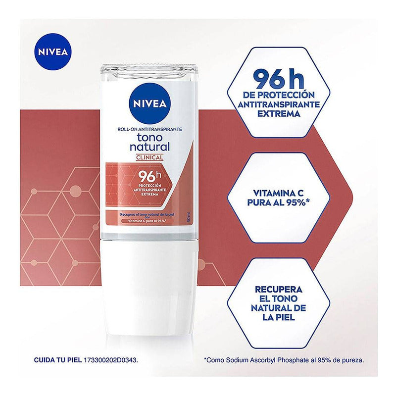 Desodorante Nivea Tono Natural Clinical Roll On 50ml - Neutra