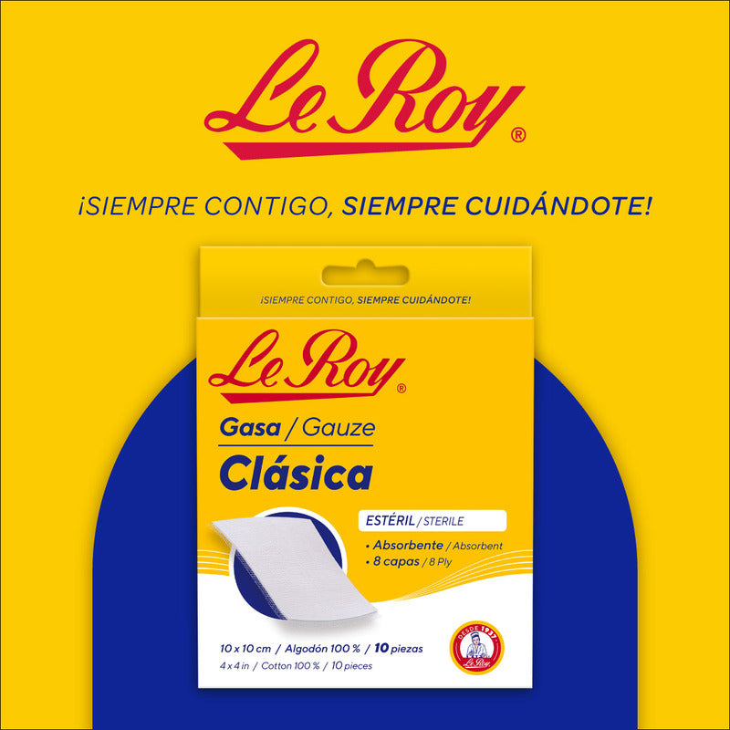 Gasa Clásica Le Roy Estéril 10 X 10 Cm Con 10 Piezas