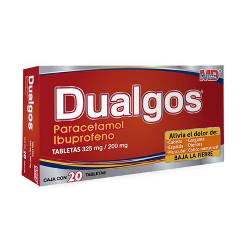 Dualgos Tableta 325 Mg/200 Mg, 20 Tabletas