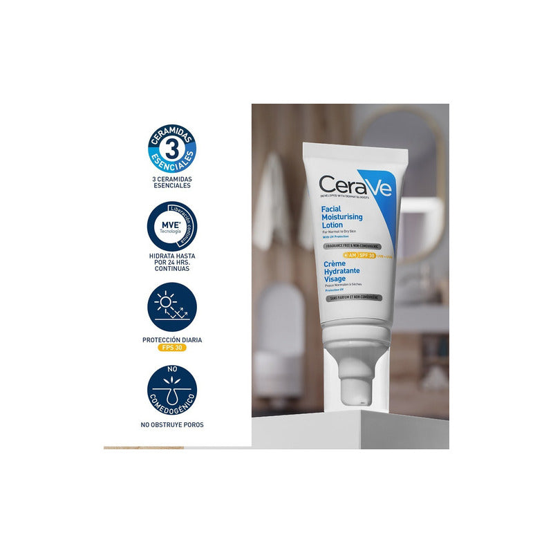 Loción Hidratante De Rostro Am Fps30 Día Piel Normal/seca 52ml Cerave