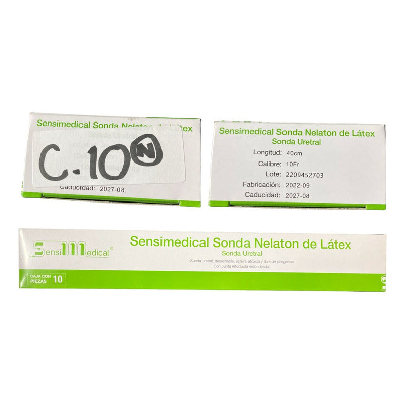 Caja 10 Sonda Nelaton De Látex Sensimedical Una Vía Calibres