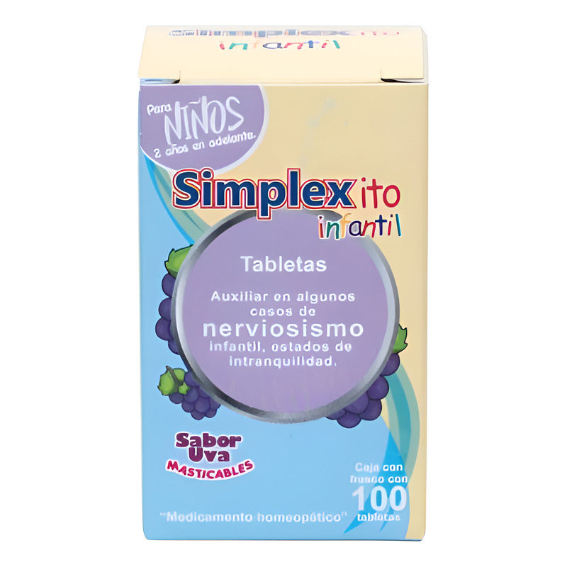 Simplexito Infantil Auxiliar En Nerviosismo Uva 100 Tabletas Uva