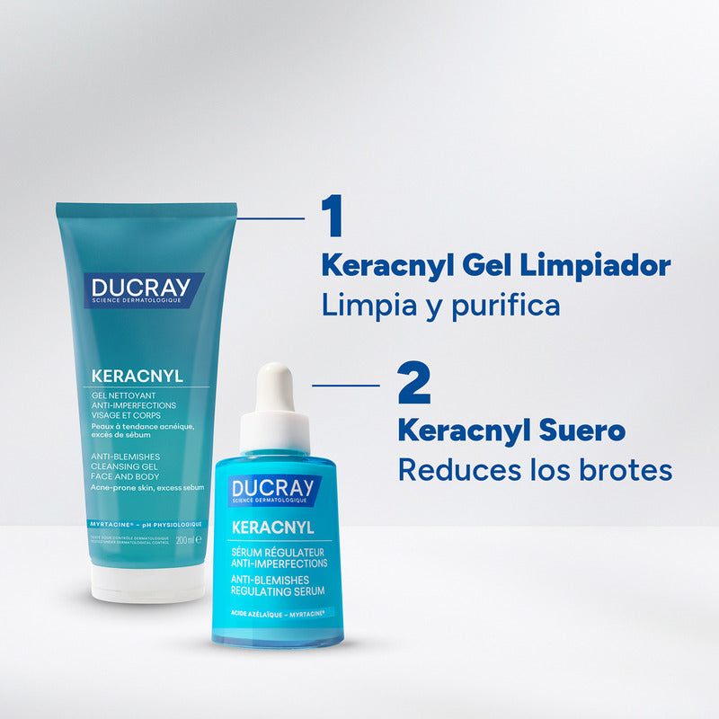 Gel Limpiador Ducray Keracnyl 200 Ml Espumoso Anti-imperfecciones Para Piel Grasa Y Con Acné