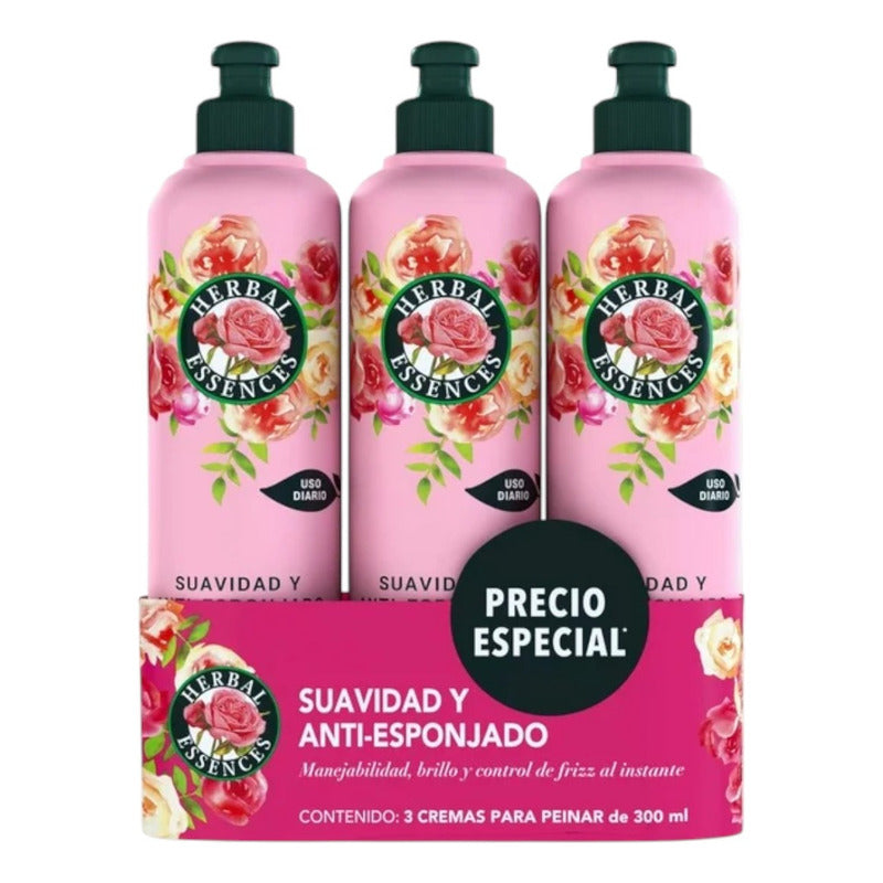 Herbal Essences 3pzas Crema Para Peinar Anti-esponjado300ml