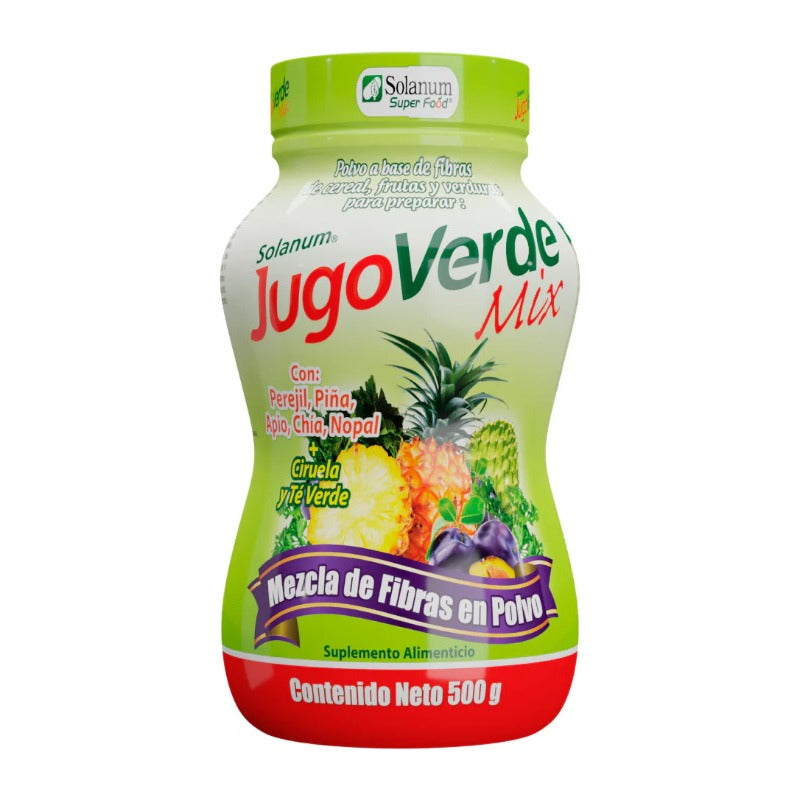 Jugo Verde Mix Fibra Para Mezclar En Polvo Solanum 500g Jugo Verde