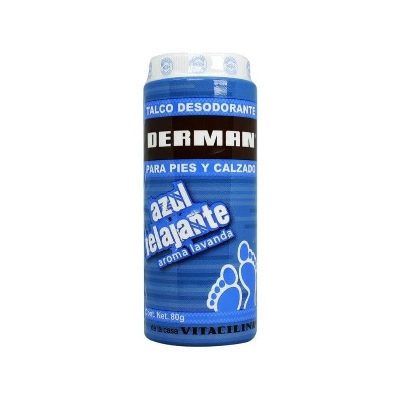 Talco Para Pies Derman Azul Desodorante Relajante 80gr