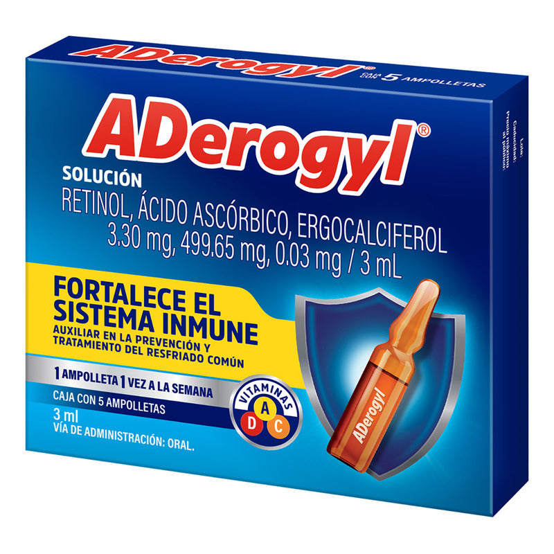 Aderogyl Solución Ingerible, 5 Ampolletas 3 Ml