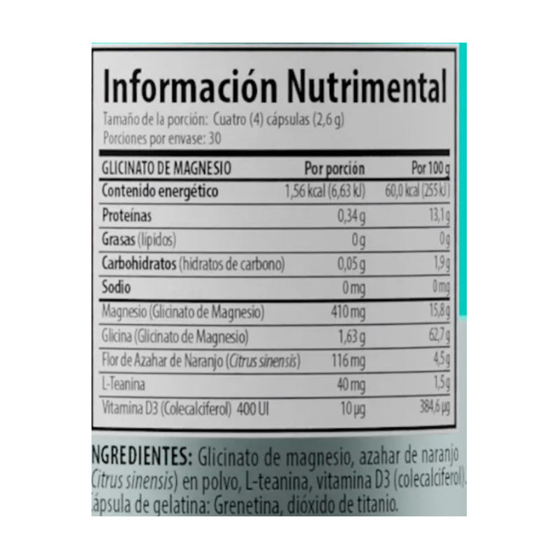 Solanum Glicinato De Magnesio 120 Capsulas De 650mg C/u Sin Sabor