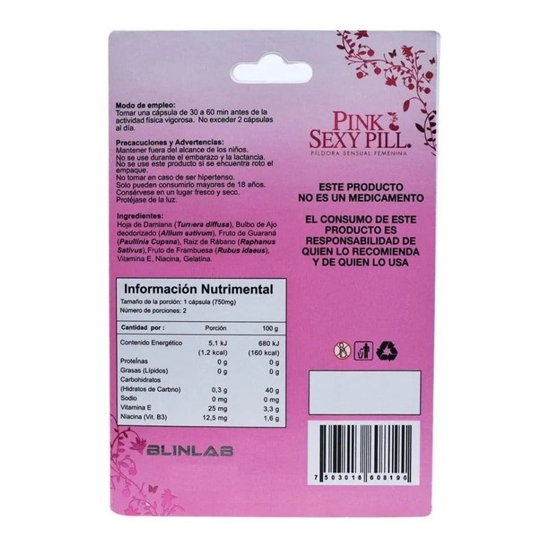 Pink Sexy Pill Damiana Guarana Frambuesa Blinlab