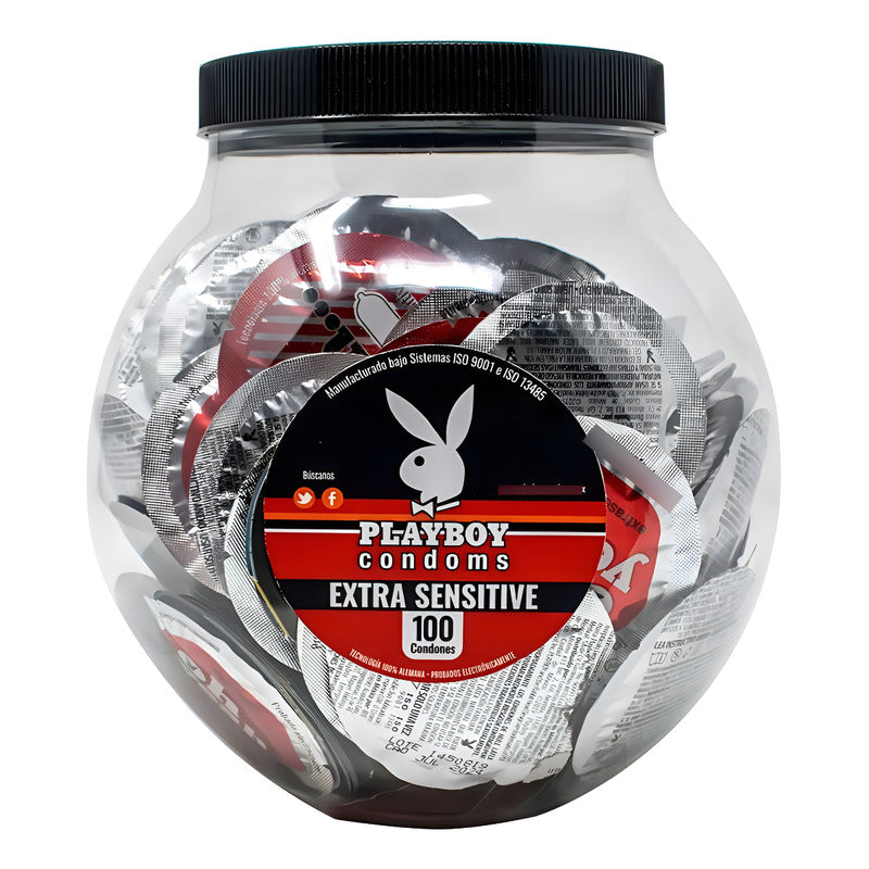 Playboy 100 Condones Lubricados Extra Sensibles