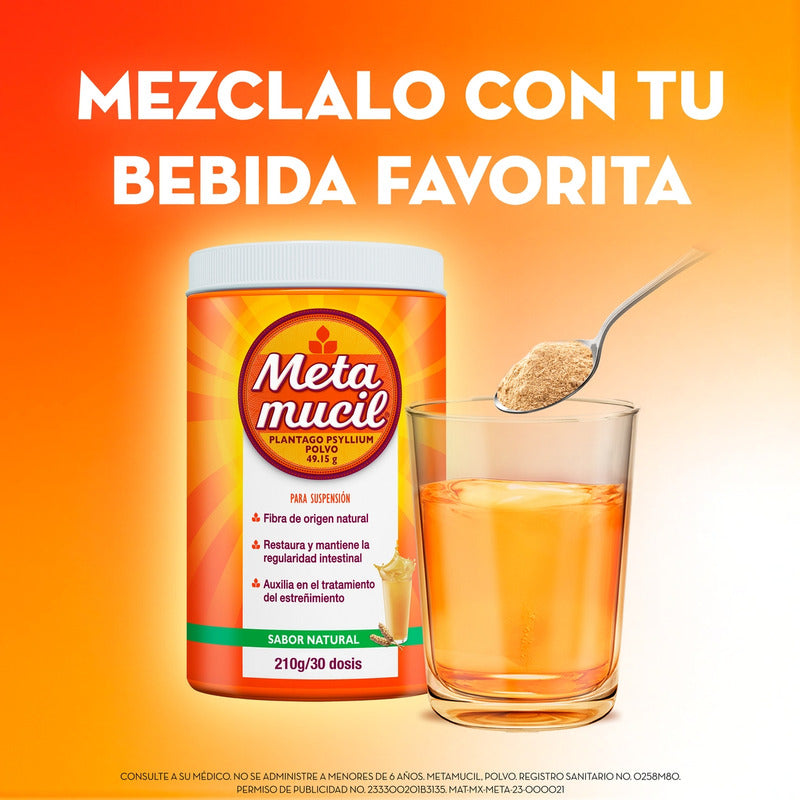 Fibra Natural Metamucil Plantago Psyllium En Polvo 210g