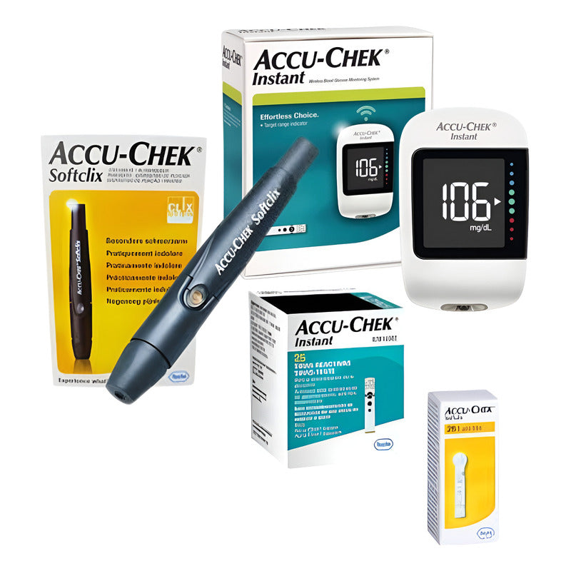 Glucometro Accu-check Instant Kit Con 50 Tiras Y 25 Lancetas Verde