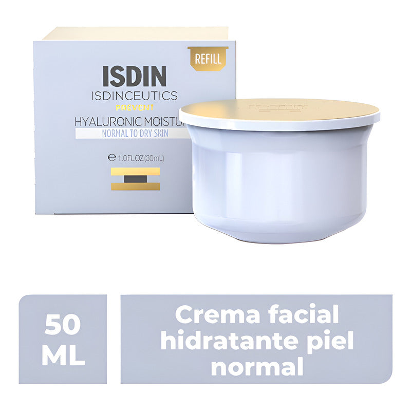 Isdin Crema Hyaluronic Moisture Piel Normal Refill 50g Normal Día/noche