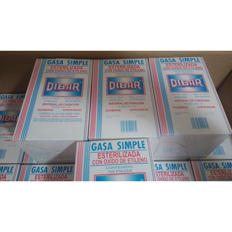 Gasa Simple Esteril Dibar 10x10 Cm Sobre Gde Caja 100 Piezas
