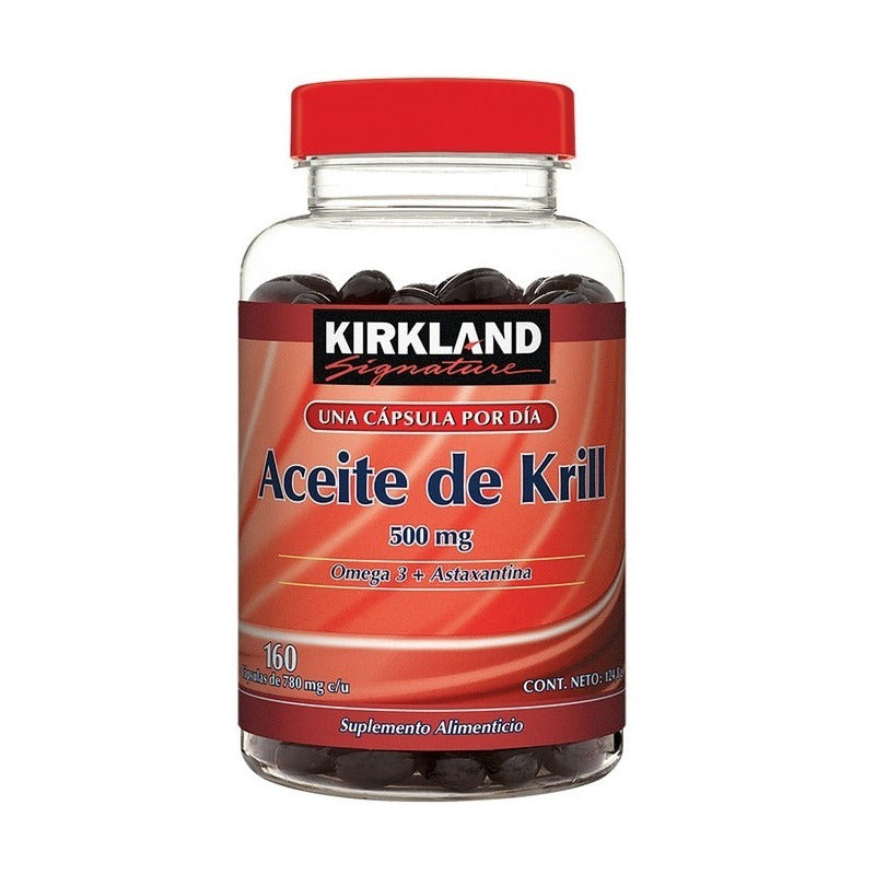 Kirkland Aceite De Krill Omega 3 Y Astaxantina 160 Caps Sin Sabor