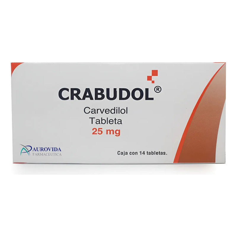 Aurovida Crabudol Carvedilol 25 Mg Caja Con 14 Tabletas