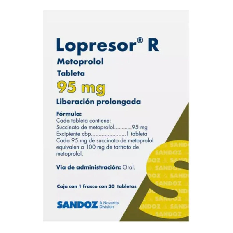 Lopresor R Metoprolol 95mg Caja Con 30tabs