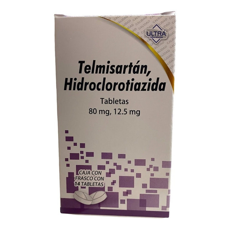 14 Tabletas Ultra Telmisartán/hidroclorotiazida 80mg/12.5mg