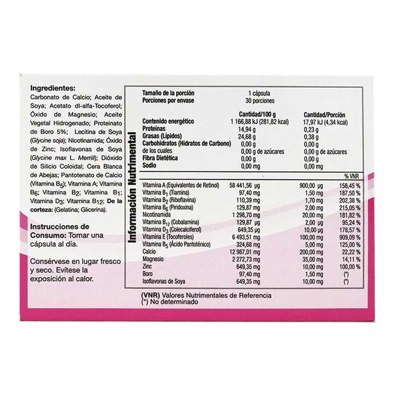 Isoflavonas De Soya Vitaminas Y Minerales C/30 Cap Sabor No