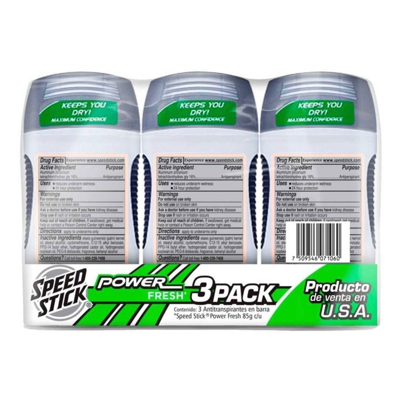 Pack 3 Desodorantes Speed Stick Power Fresh 85g Cu