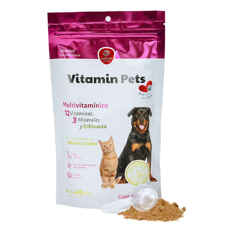 Vitamin Pets Nartex 180g Suplemento Multivitamínico Para Perros Y Gatos Apoya Sistema Inmune, Energía, Piel Y Pelaje Uso Diario Para Mascotas De Todas Las Edades