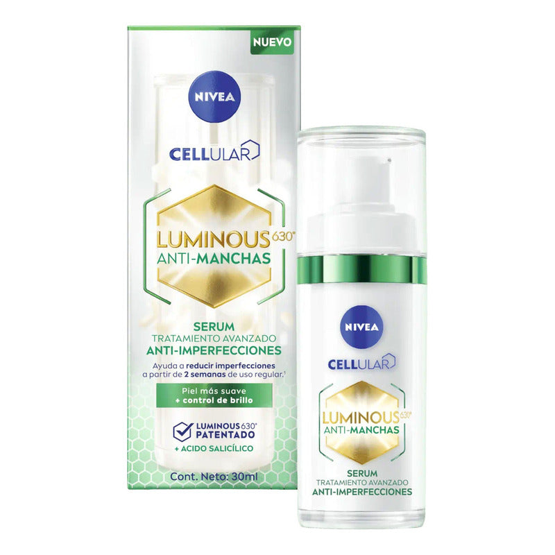 Nivea Luminous 630 Sérum Antimanchas Antiacné, Uso Día Y Noche, Piel Grasa, 30ml
