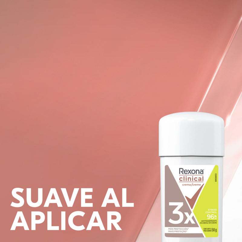 Desodorante Rexona Clinical Para Mujer Crema Stress Ctrl 58g