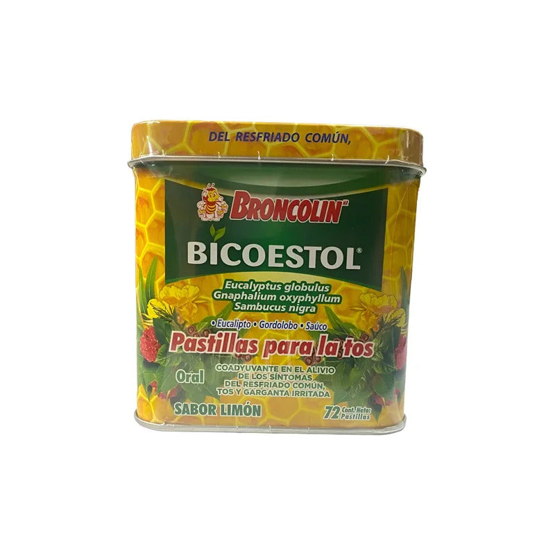 Broncolin Bicoestol Alivio Garganta Y Tos Lata Con 72 Piezas