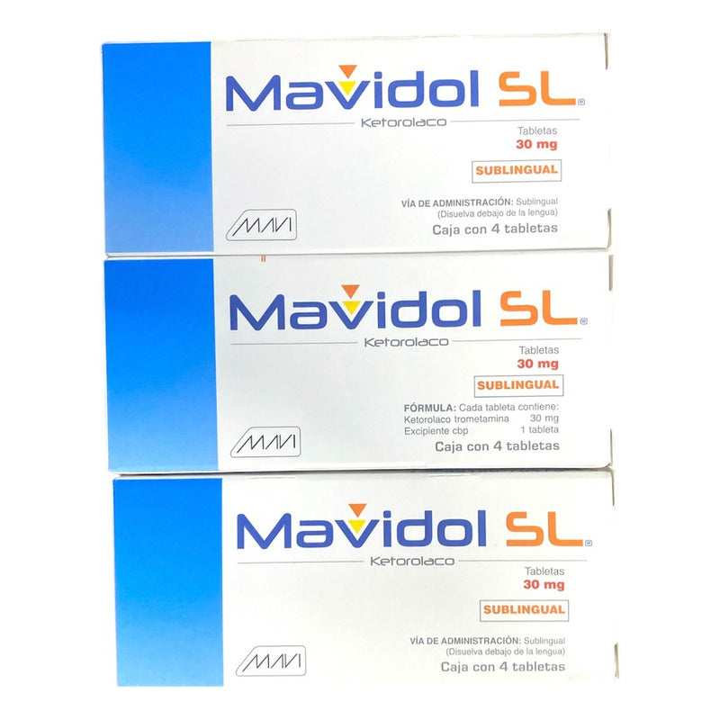 Tres Cajas Mavidol Sl Ketorolaco 30mg Sublingual 4 Tabs Cu