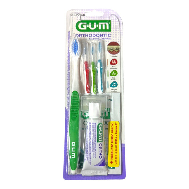 Kit De Higiene Bucal Gum Ortodoncia 6 Piezas