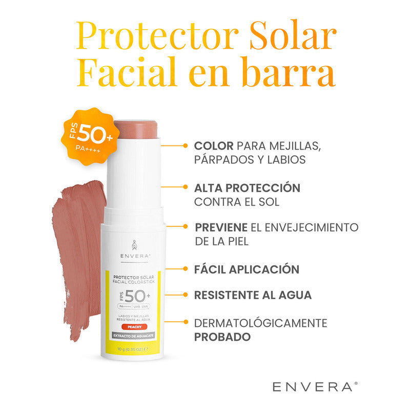 Protector Solar Facial Envera 10g Barra Peachy Fps 50+