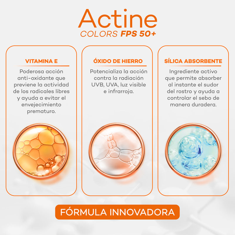 Protector Solar Dermatológico Facial Actine Colors Medio Fps50+ 40g Darrow