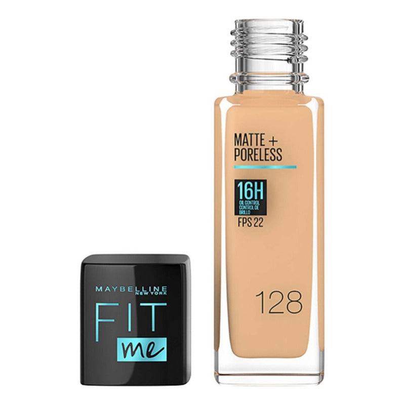 Maybelline Base Maquillaje Fit Me Matte Rich Tan + Poreless 30ml, Matifica Y Controla El Brillo, Tiene Fps 22