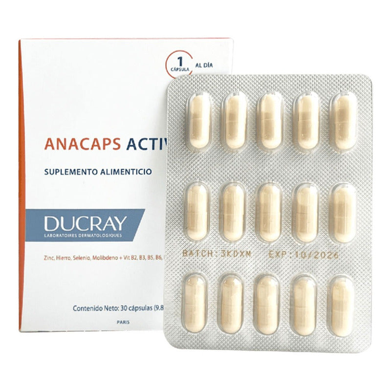 Anacaps Ducray Active+ Anticaída De Cabello En Cápsulas X30