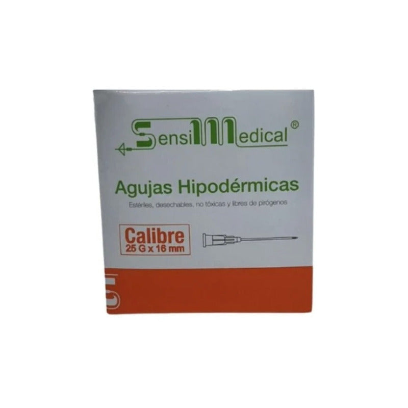 Aguja HiPodérmica Sensimedical 25gx16 Mm Naranja Caja 100u Capacidad En Volumen 0 Ml