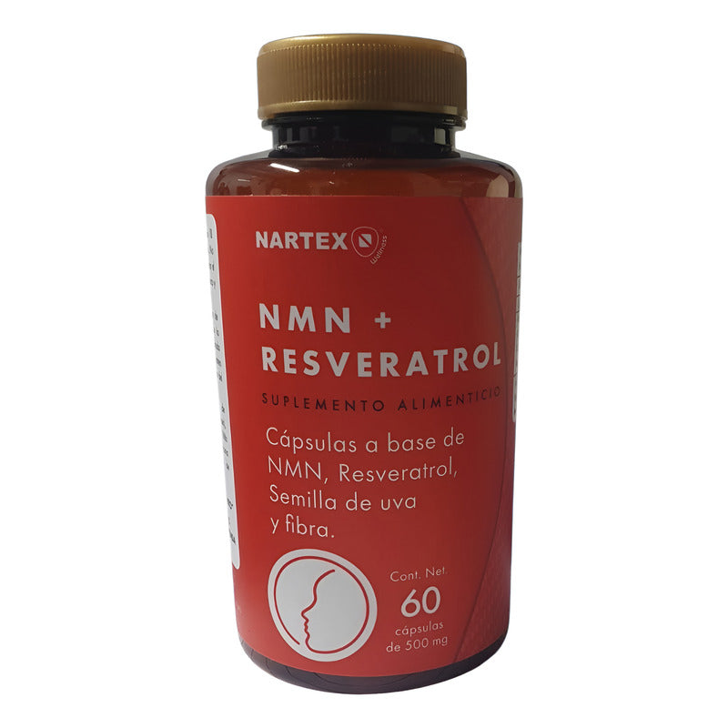 Nartex Nmn+resveratrol, Semilla De Uva Y Fibra 60caps 500mg Sin Sabor