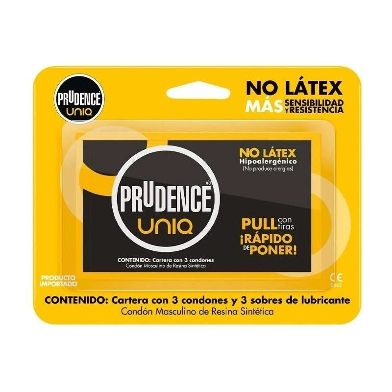 Prudence Unique Sin Látex Cartera 3 Condones Y 3 Lubricantes