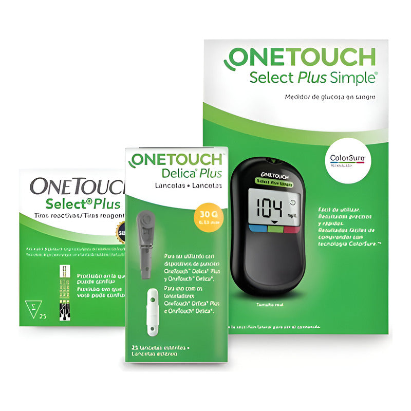 Glucómetro Onetouch Select Plus Simple 25 Tiras 25 Lancetas Negro