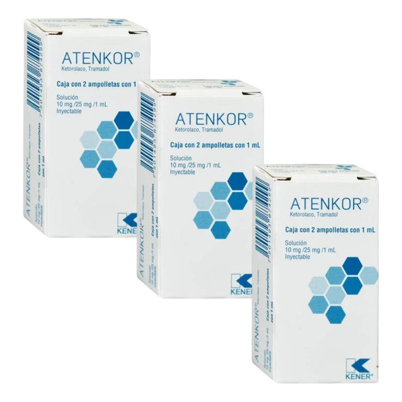 Atenkor Ketorolaco 3 Cajas Con 2 Ampolletas De 1 Ml C/u