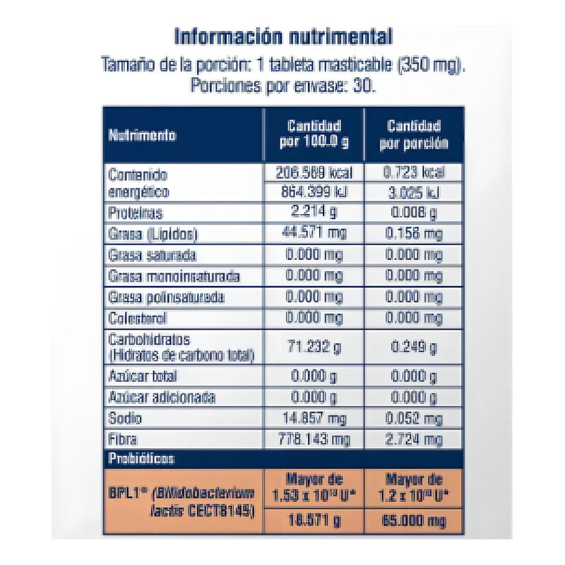 Microbiot Fit 30 Tabletas Masticables Sabor Sin Sabor