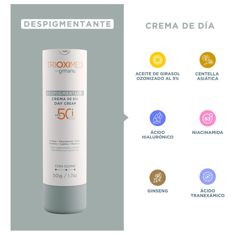Trioximed By Omanu Crema De Día Despigmentante, Todo Tipo De Piel, 50 G