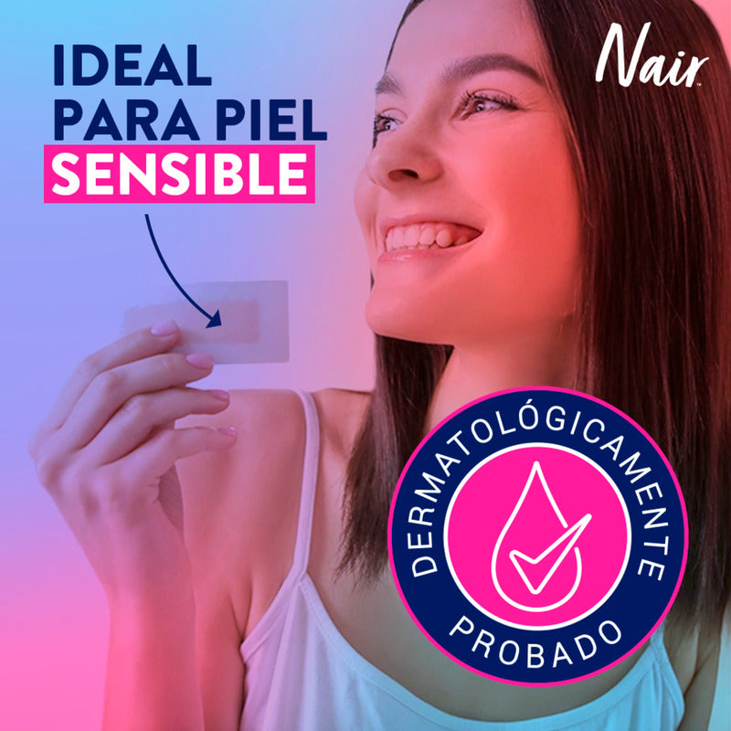 Nair Tiras De Cera Fría Facial Sensible 36 Piezas Con Extracto De Manzanilla Piel Suave Y Tersa Hasta Por 4 Semanas