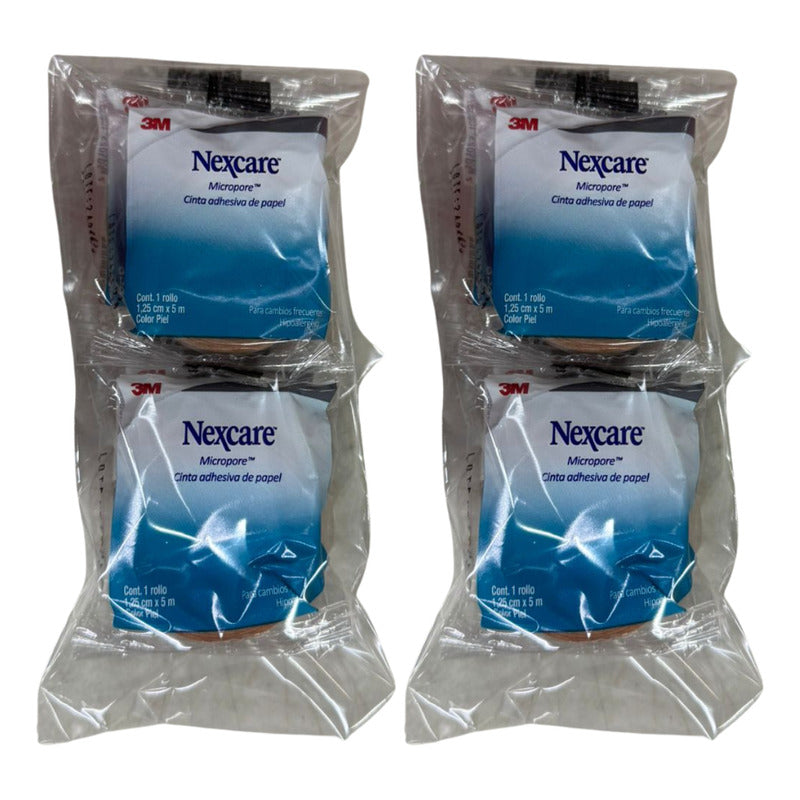 4 Cintas Micropore Color Piel 1.25cm X 5m Nexcare 3m