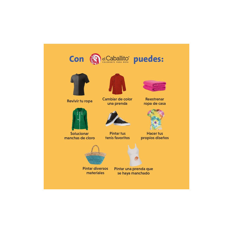 El Caballito Jeans Colorante Para Ropa Negro Mezclilla 20g